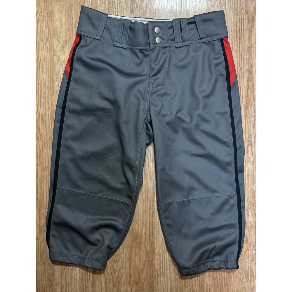Prolook  Adult Size 30 Small Baseball Knicker Pants Gray With Black And Red EUC